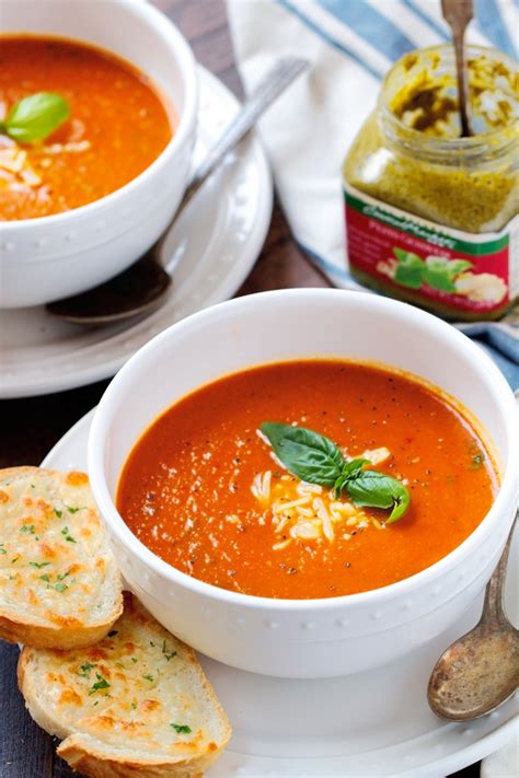 This grownup, creamy (and dreamy) tomato soup can easily be doubled to feed a larger group—and makes for a lighter soup, omit the cream; Secret Ingredient Tomato Basil Soup Recipe