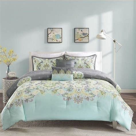Twin Xl Full Queen Cal King Bed Teal Blue Gray Grey