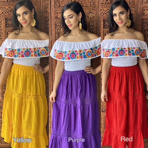 Mexican Maxi Skirt Mexican Colorful Skirt Traditional Long Etsy New Zealand