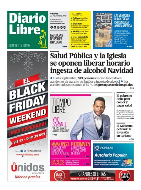 Portada Periódico Diario Libre Viernes 23 De Noviembre 2018