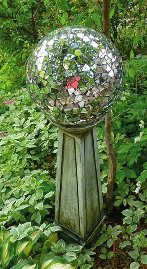 The brown, distressed tones will add so much warmth and character to your space. diy-gazing-ball-from-old-bowling-ball