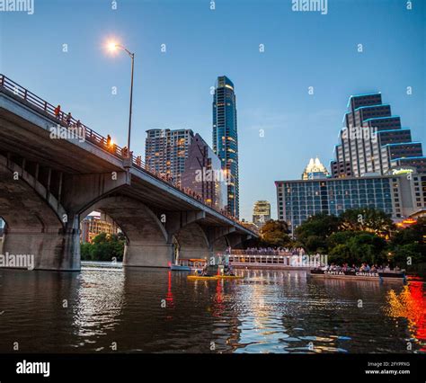 Austin City Skyline At Night With The South Congress Bridge From The