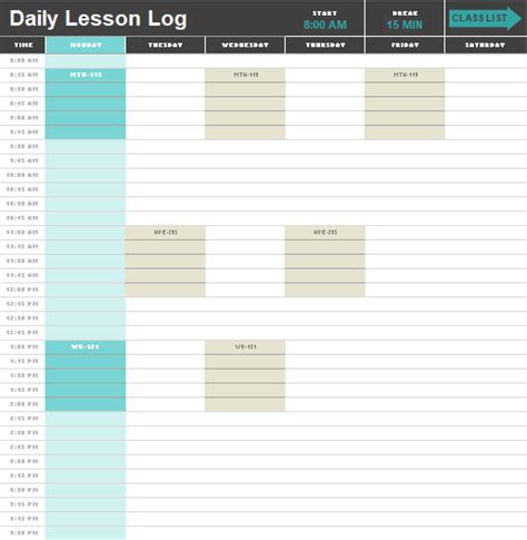 Daily Lesson Log Template Free Printable MS Word Format Templates