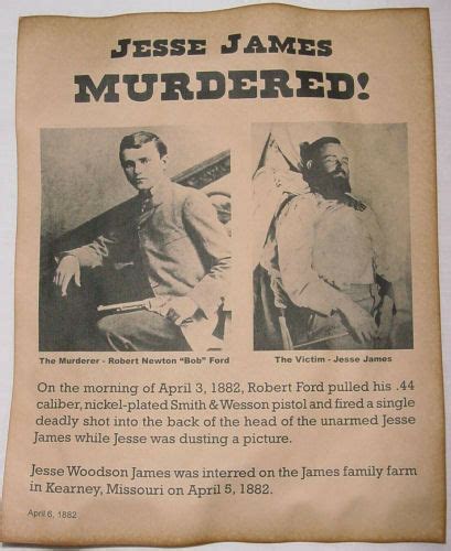 Jesse James Murder Notice Poster Old West Outlaw