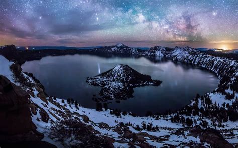 Northern Lights Milkyway Crater Lake Oregon Taken By Studercinema