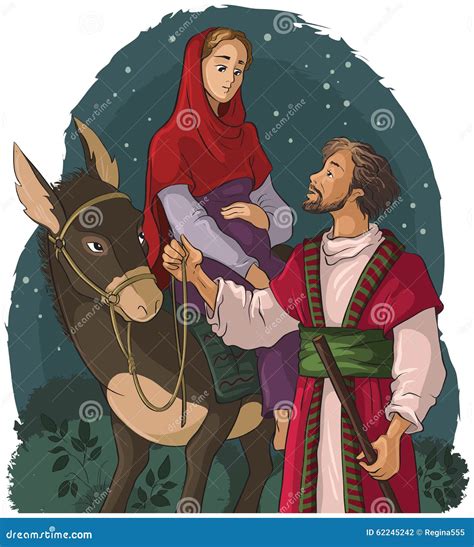 Mary And Joseph Travelling By Donkey To Bethlehem Nativity Story Stock