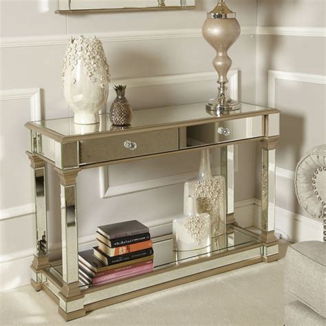 Athens Gold Mirrored 2 Drawer Console Table Picture Perfect Home
