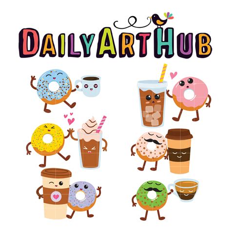 Donuts And Coffee Clip Art Set Daily Art Hub Graphics Alphabets And Svg