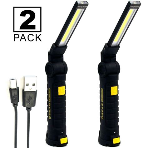 Enthusiast Gear Led Work Light Usb Rechargeable Cob Flashlight With