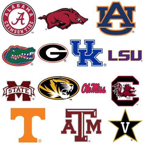 Many College Sports Logos Are Shown In Different Colors And Sizes