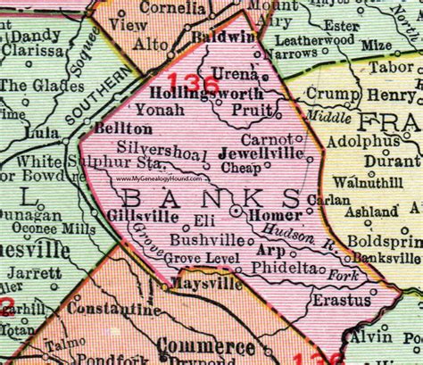 Banks County Georgia 1911 Map Rand Mcnally Homer Hollingsworth