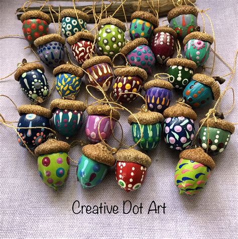 Hand Painted Acorn Christmas Ornaments  Acorn crafts, Christmas art