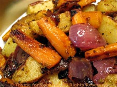 Roast in the preheated oven for 25 minutes. Roasted Onions, Potatoes and Carrots, Thyme for Cooking ...