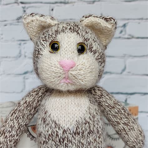 Knitted Toys Cat Plush Knitted Plushie Cat Crochet Plushie Etsy