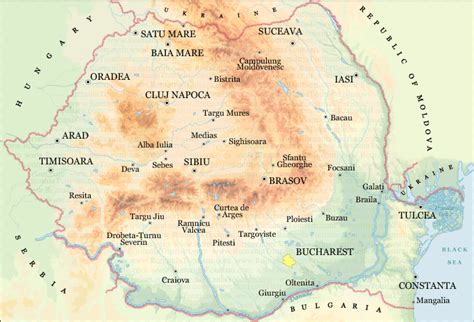 Romania Physical Map Travel And Tourism Information Harta Fizica
