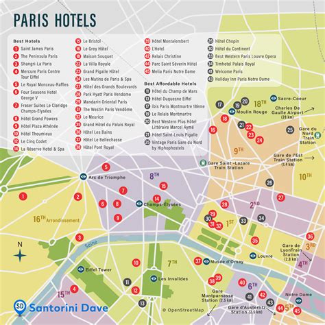 Map Of Paris Hotels Near Eiffel Tower Louvre Notre Dame And Train