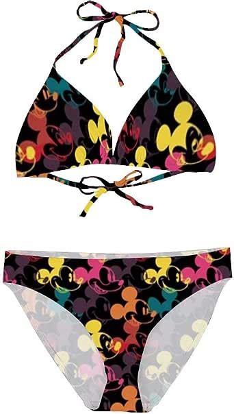 Colorful Mickey Mouse Bikini Swimsuit For Women Pools Beach