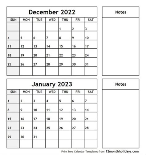 Calendar December 2022 January 2023 Best Calendar Example