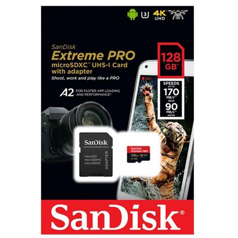 Sandisk Cartão 128 Gb Extreme Pro Sdxc Uhs I C10 U3 V30 4k Uhd