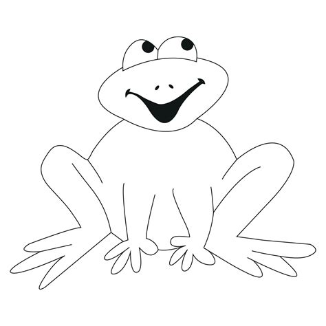 Sweet And Happy Frog Without Coloring Happy Frog Vector Illustration