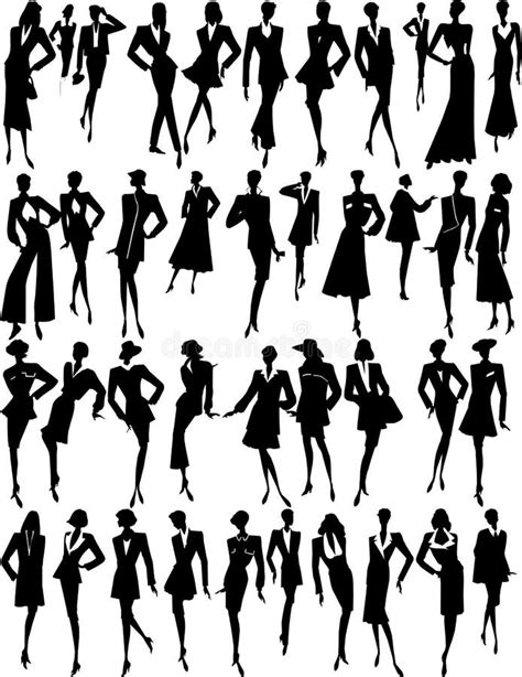Fashion Set Of Woman Silhouettes Stock Vector Illustration Of