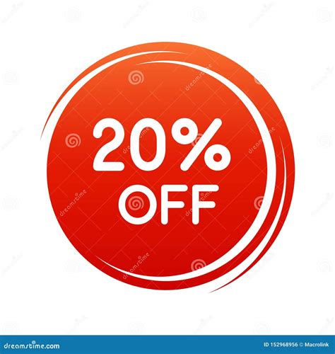 20 Percent Off Discount Sticker Red Color Round Sale Tag Isolated