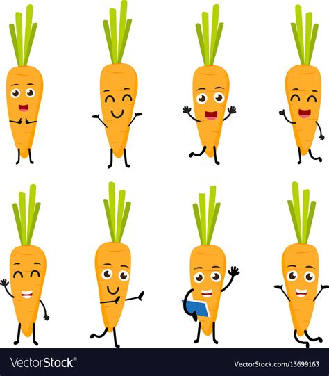 Happy Carrot Cartoon Character Royalty Free Vector Image