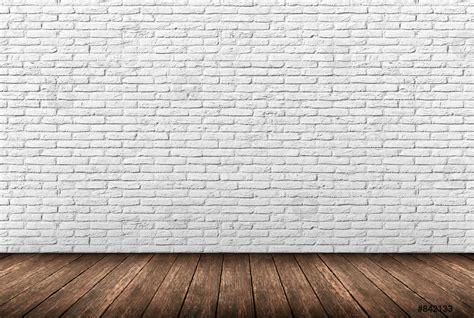 Illustration 3d White Brick Wall And Wooden Floor Stock Photo 842133