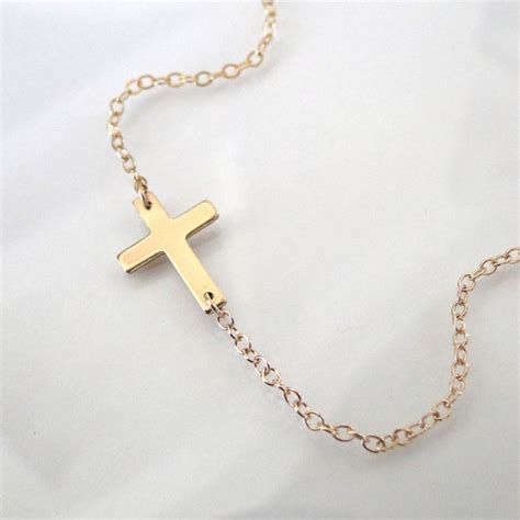 Sideways Cross Necklace Small 14k Gold Filled By Classicdesigns