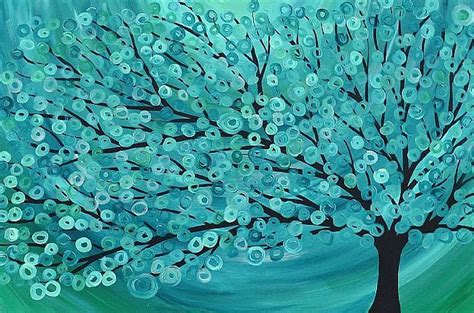 Tree Of Light By Louise Mead From Turquoise Artwork Teal Art Tree Art
