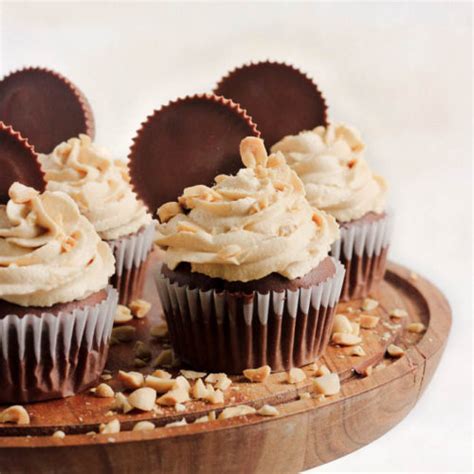 Peanut Butter Filled Chocolate Cupcakes With Peanut Buttercream