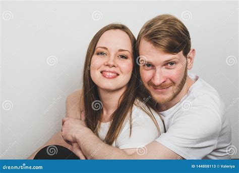 Bearded Man Hugging Attractive Woman Stock Image Image Of Home Love 144808113