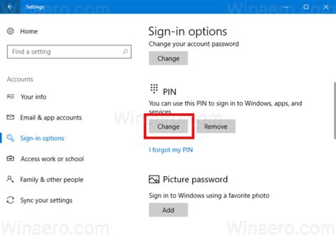 How to change windows 10 admin password without admin rights. Change PIN For a User Account in Windows 10