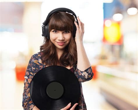 Free Photo Girl Holding A Vinyl Record