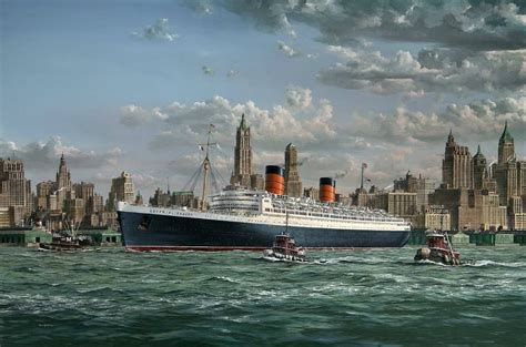 Queen Elizabeth Painting Done By Robert Lloyd Cunard Ship Portrait