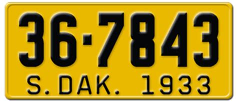 License plates are fixed on the rear and front these vehicle license plates identification numbers must be visible, by law. 1933 SOUTH DAKOTA STATE LICENSE PLATE--EMBOSSED WITH YOUR ...