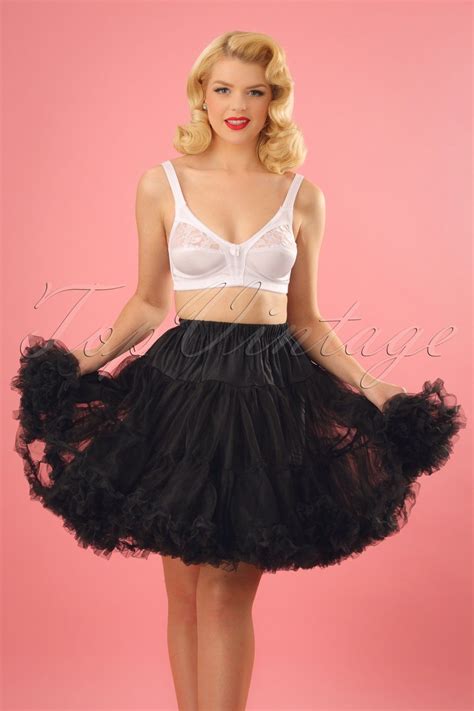 S Retro Short Chiffon Petticoat In Black Petticoat Girly Dresses