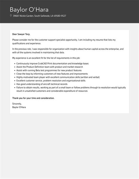 Customer Support Specialist Cover Letter Velvet Jobs