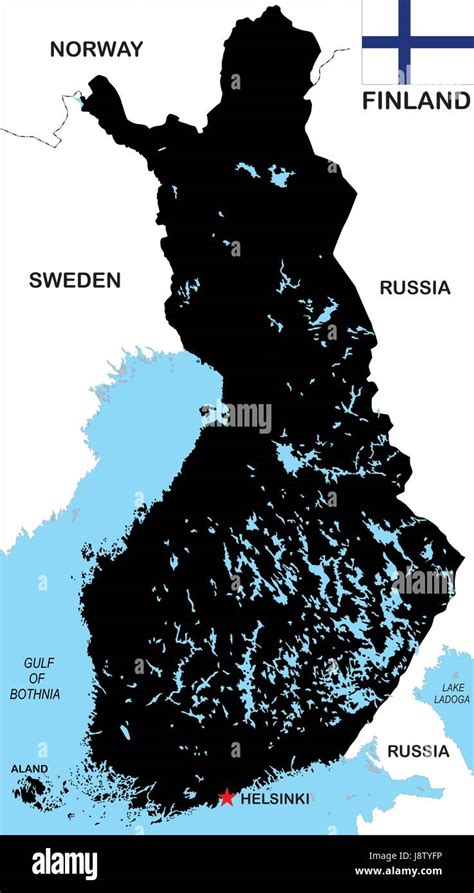 Finnland Karte Atlas Weltkarte Politisch Flagge Skandinavien