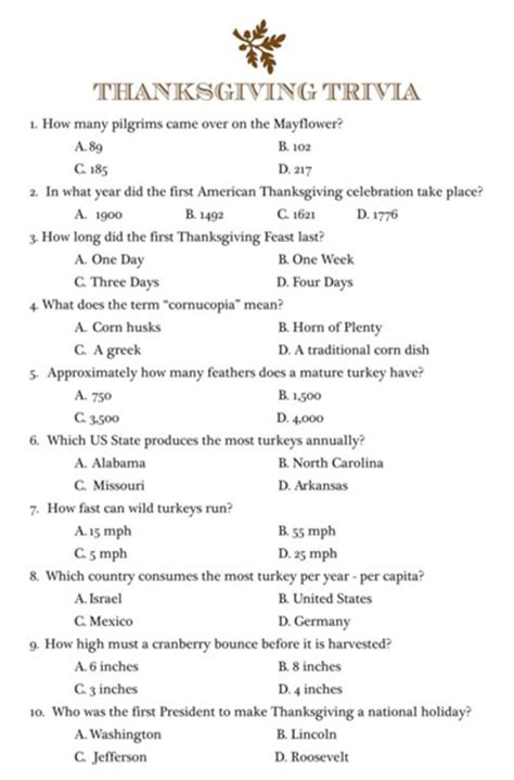 Some topics are also available in spanish. 10 Thanksgiving Trivia Questions | KittyBabyLove.com