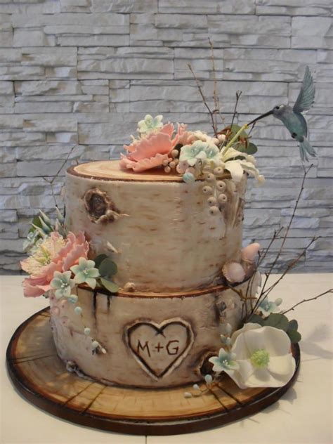 Rustic Birch Wedding Cake By Timea