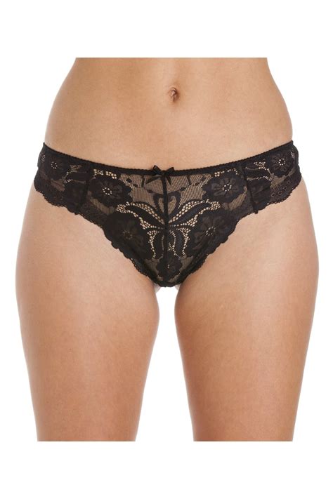 Camille Black Floral Lace Thong