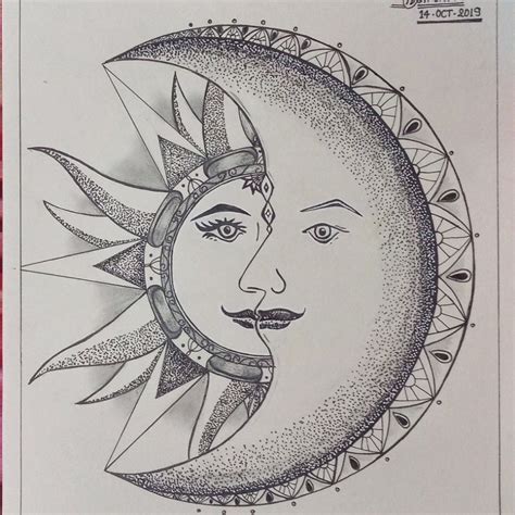 #_combination_of_sun_and_moon__ | Sun and moon drawings, Moon drawing