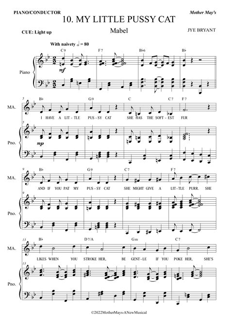 My Little Pussy Cat Sheet Music Jye Bryant Piano And Vocal