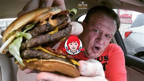 Wendys ⭐🍔triple Sawesome Bacon Cheeseburger🍔⭐ Food Review Youtube