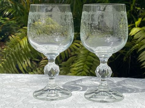 bohemia crystal crystalex pair of wine glasses 6 ounce etsy