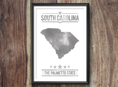South Carolina State Typography Print Poster South Carolina Etsy
