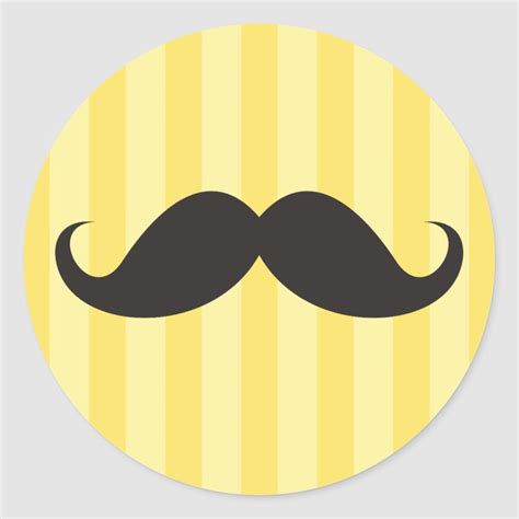 Funny Black Handlebar Mustache Moustache Yellow Classic Round Sticker Zazzle Round Stickers