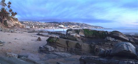 Panoramic View Of Main Beach In Laguna Beach Stock Image Image Of