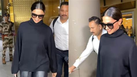 Deepika Padukone Looks Jaw Dropping In Black As She Returns From Oscars